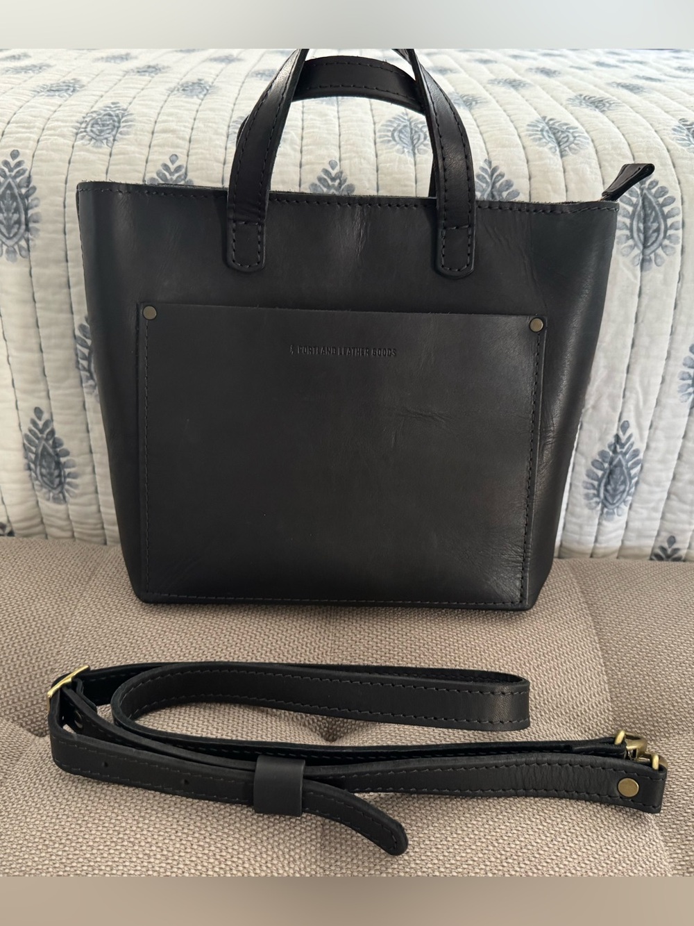 Portland Leather Goods Mini Crossbody Tote w/zipper